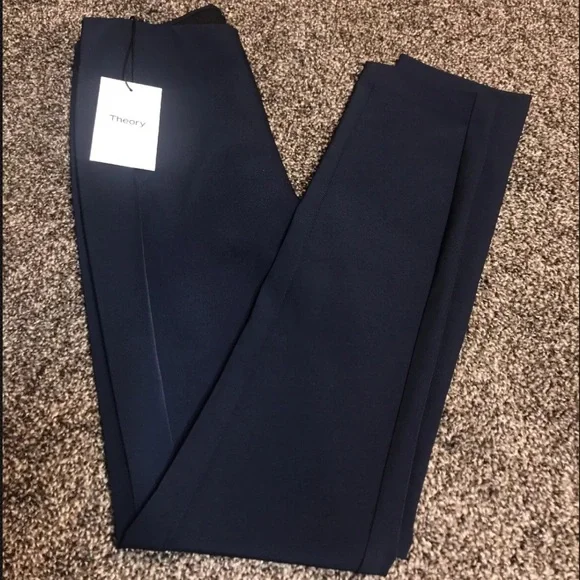 NWOT THEORY NAVALANE Stretch Skinny Navy Pants Size 0 - Picture 3 of 6